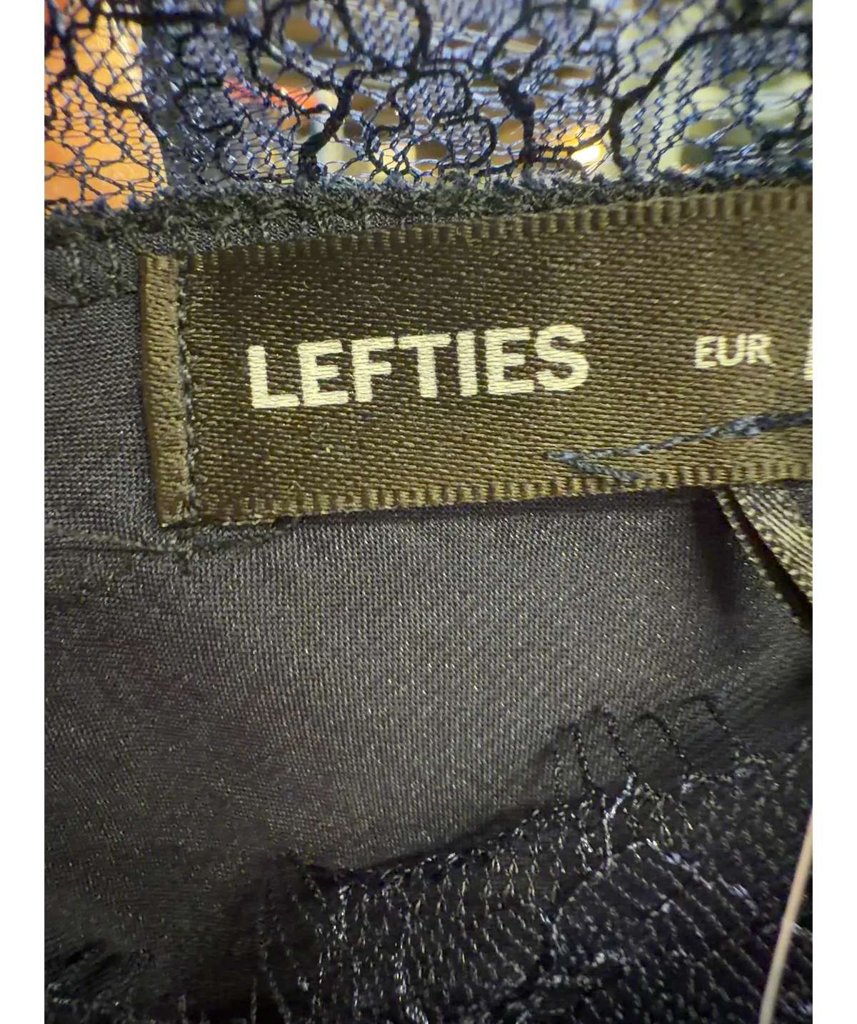Lefties navy Asymmetric Short Slip Dress, size UK M — detail
