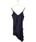 Lefties navy Asymmetric Short Slip Dress, size UK M — front