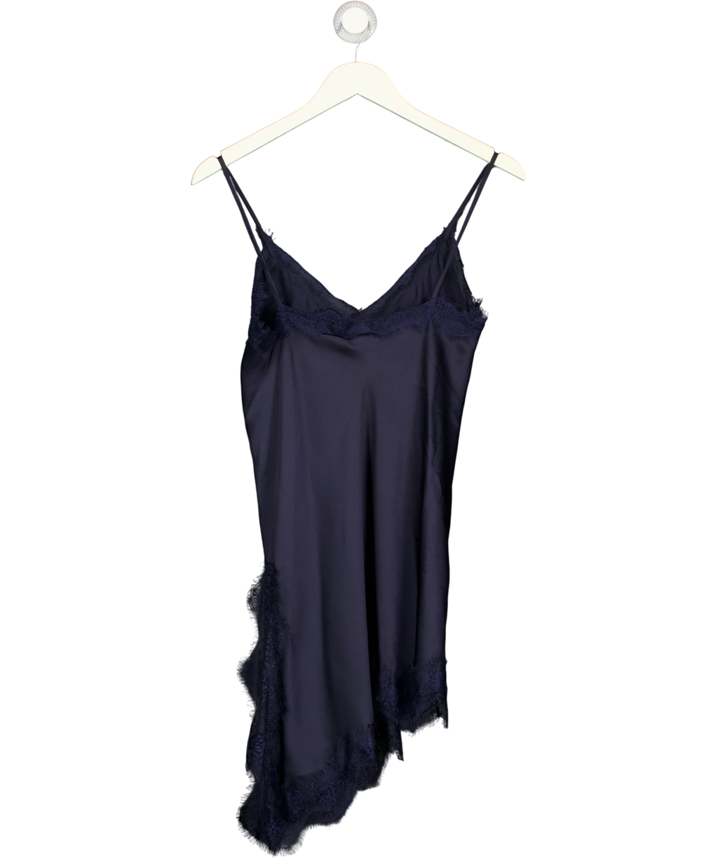 Lefties navy Asymmetric Short Slip Dress, size UK M — back