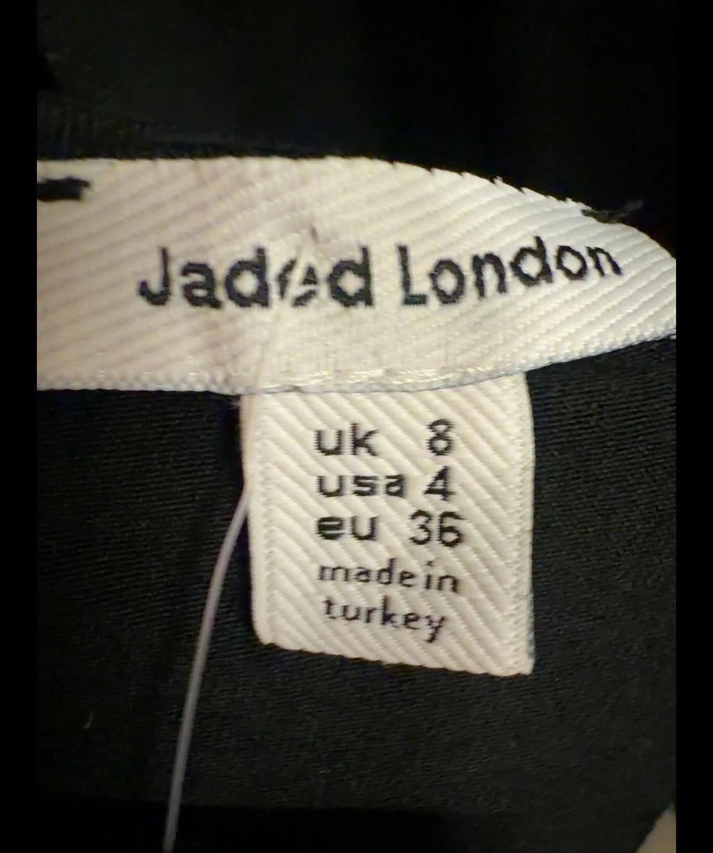 Jaded London Black Anora Cut-Out Mini Dress, size UK 8 — care label