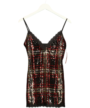 Victoria's Secret Sequin Tartan Short Slip Dress Black S