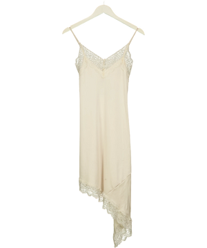 H&M Cream Asymmetric Lace Slip Dress UK XS