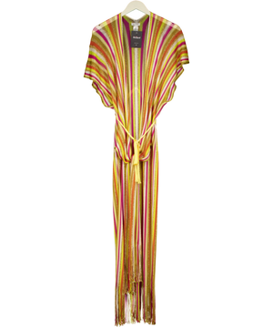 BELIZA Multicoloured Fringe Maxi Kimono cover up dress