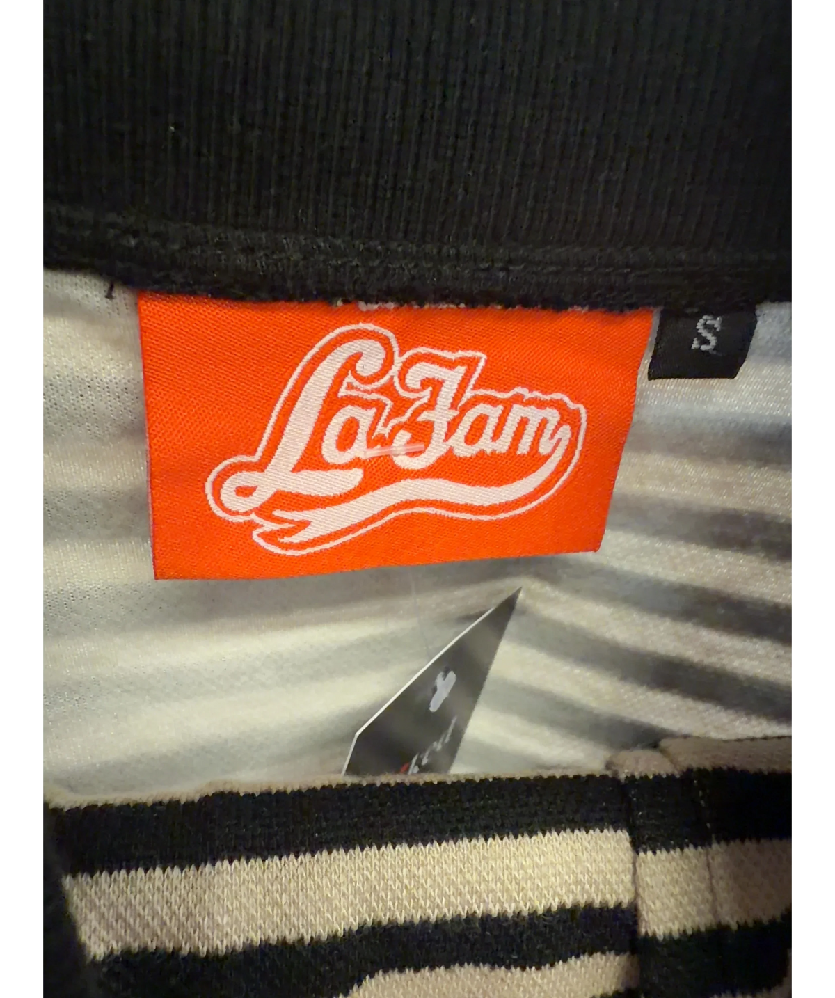 La Fam Black Striped Set, size UK S — label