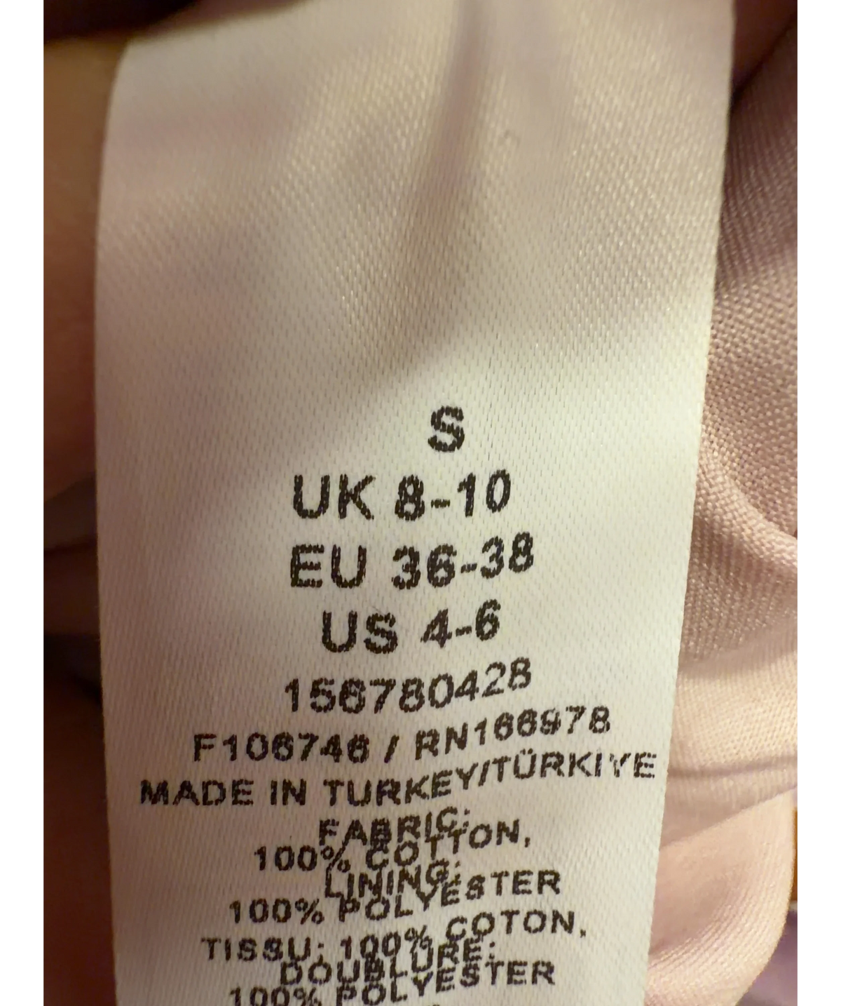 ASOS pink Colour, size UK XS — fabric detail