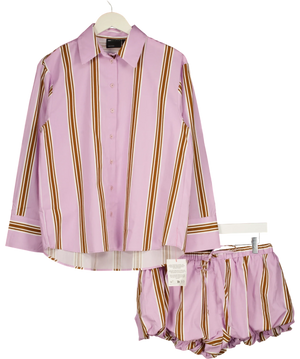 ASOS Purple Striped Shirt And Shorts Co-ord UK XS / UK S