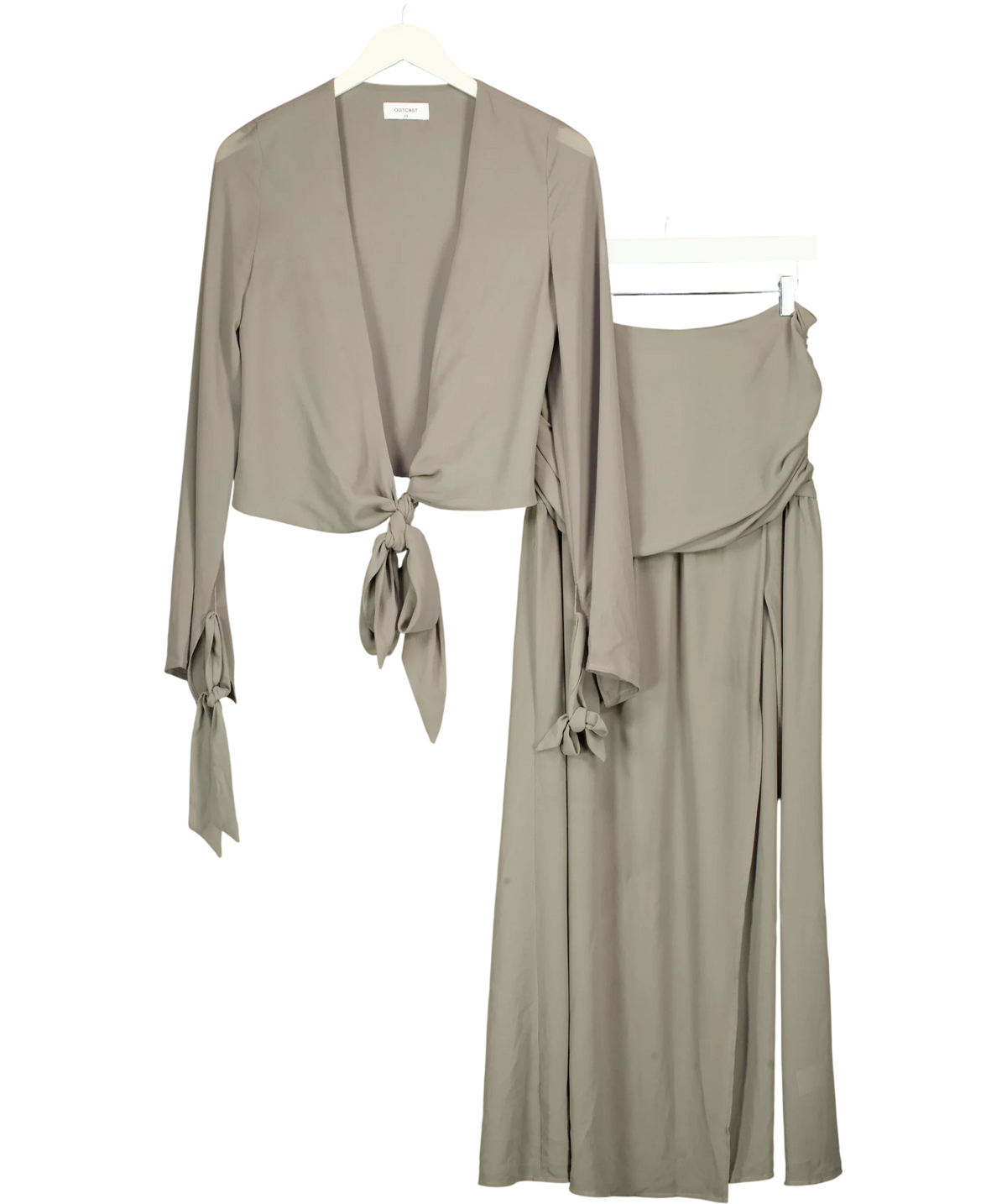 Outcast Grey Livvie Top & Skirt, size UK XS — front