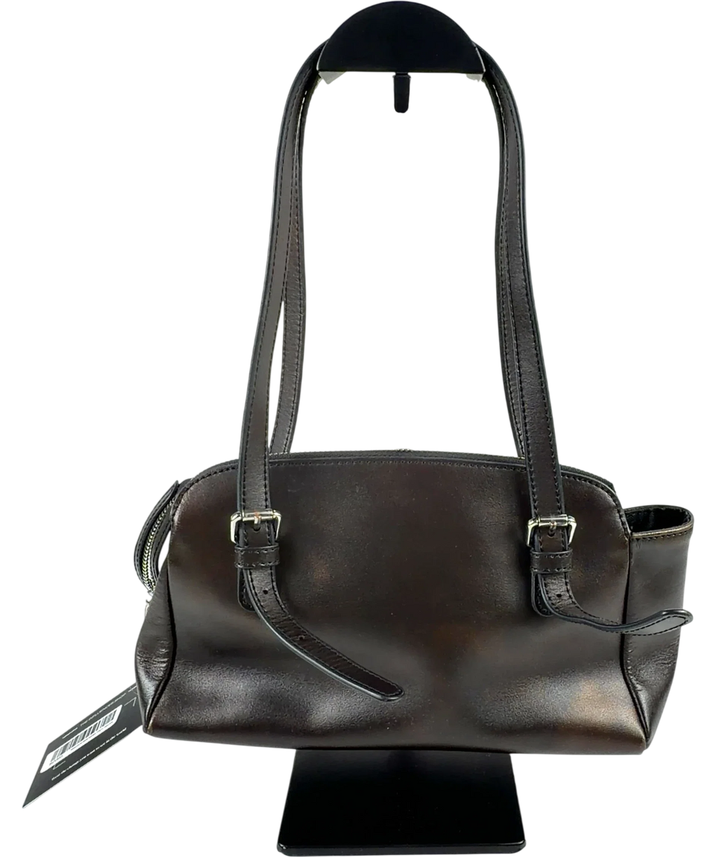 Naked Vice  Black Brown Leather Shoulder Bag — Back