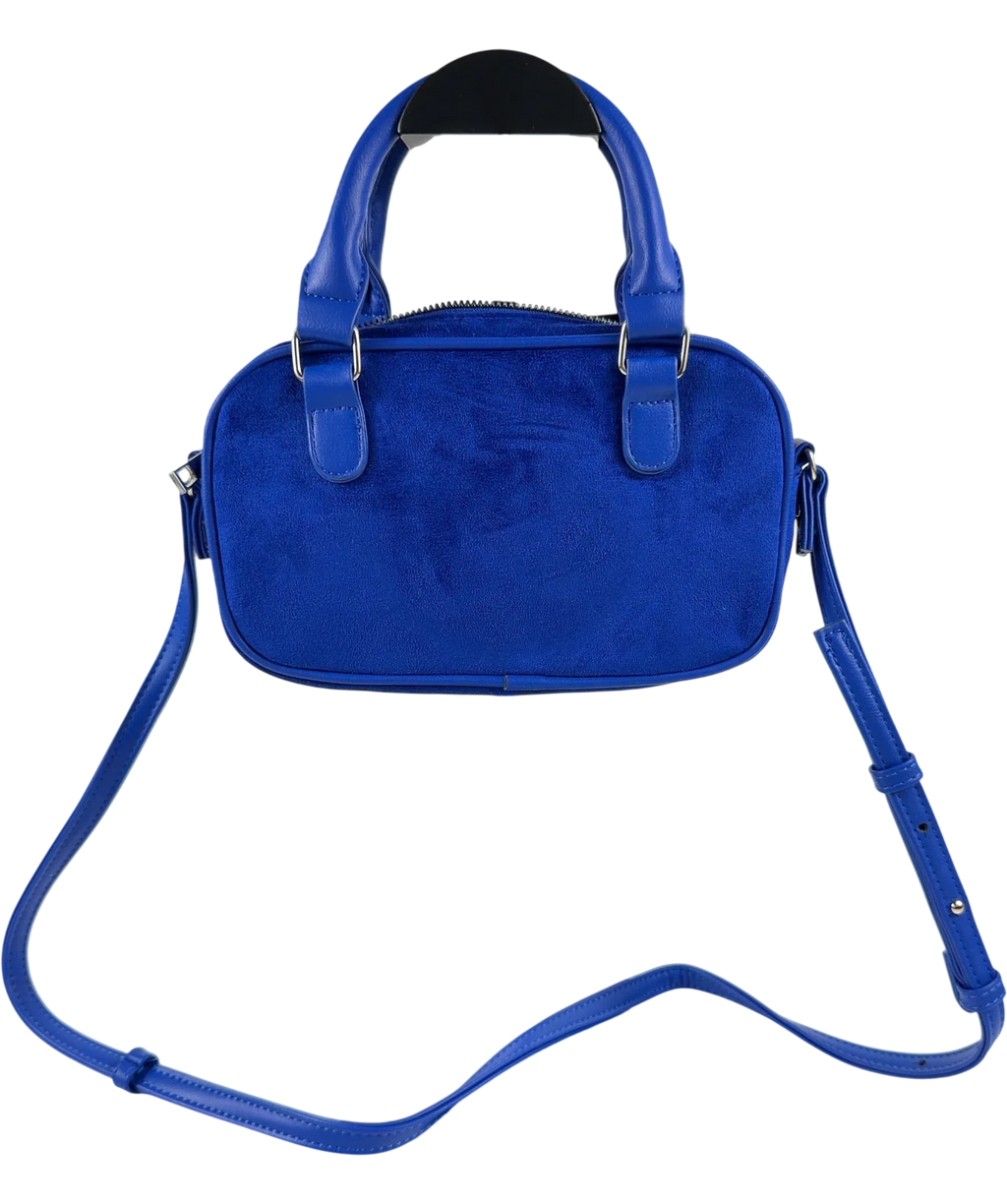Lefties Blue Faux suede mini bowling bag — front