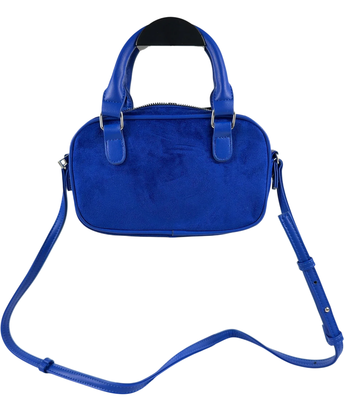 Lefties Blue Faux suede mini bowling bag — front