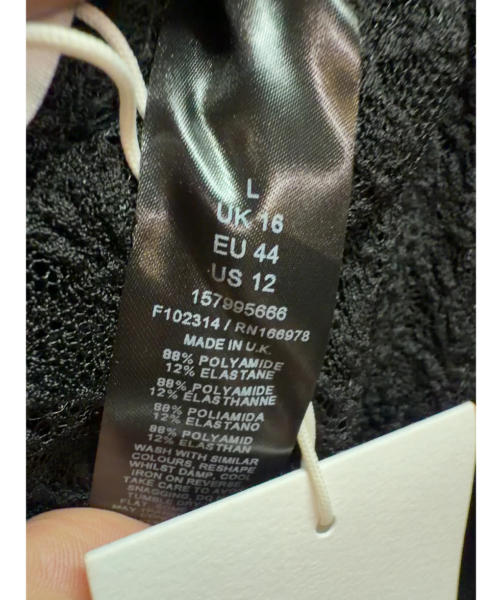 TOPSHOP Black black lace trousers, size UK 16 — care label