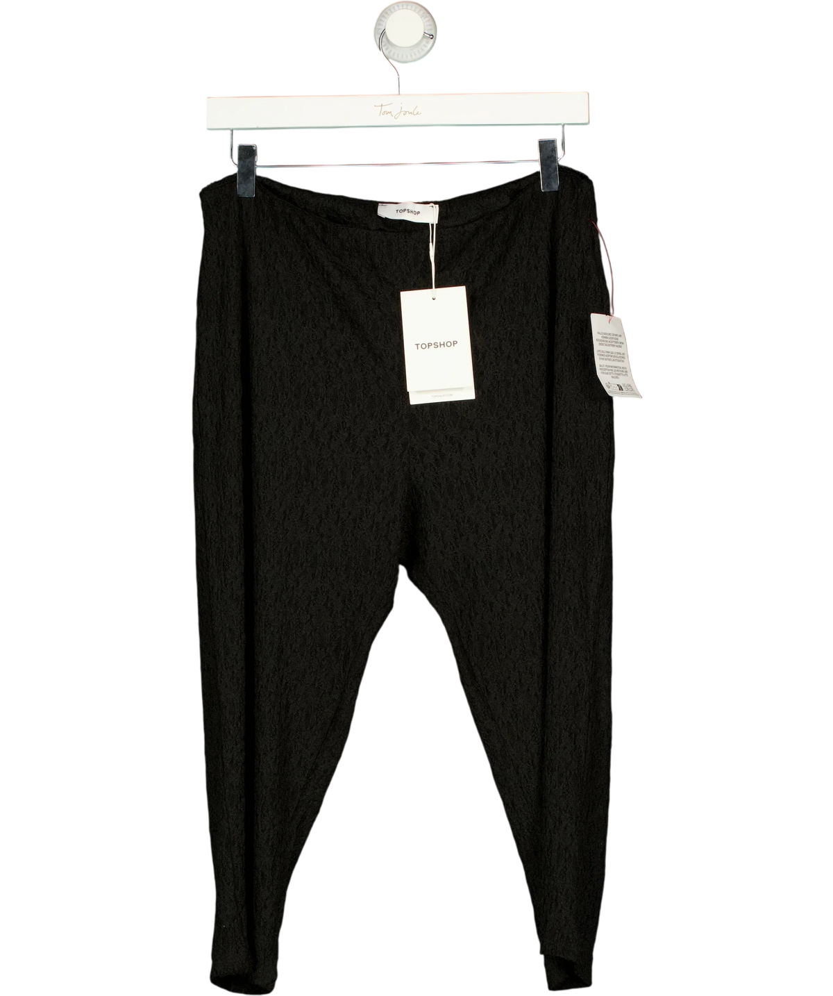 TOPSHOP Black black lace trousers, size UK 16 — front