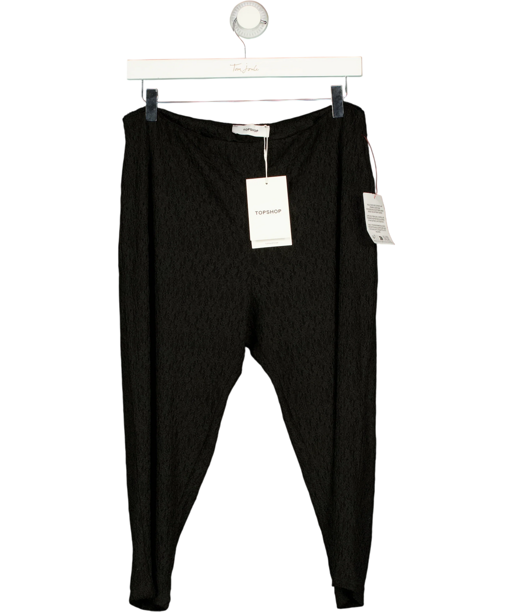 TOPSHOP Black black lace trousers, size UK 16 — front