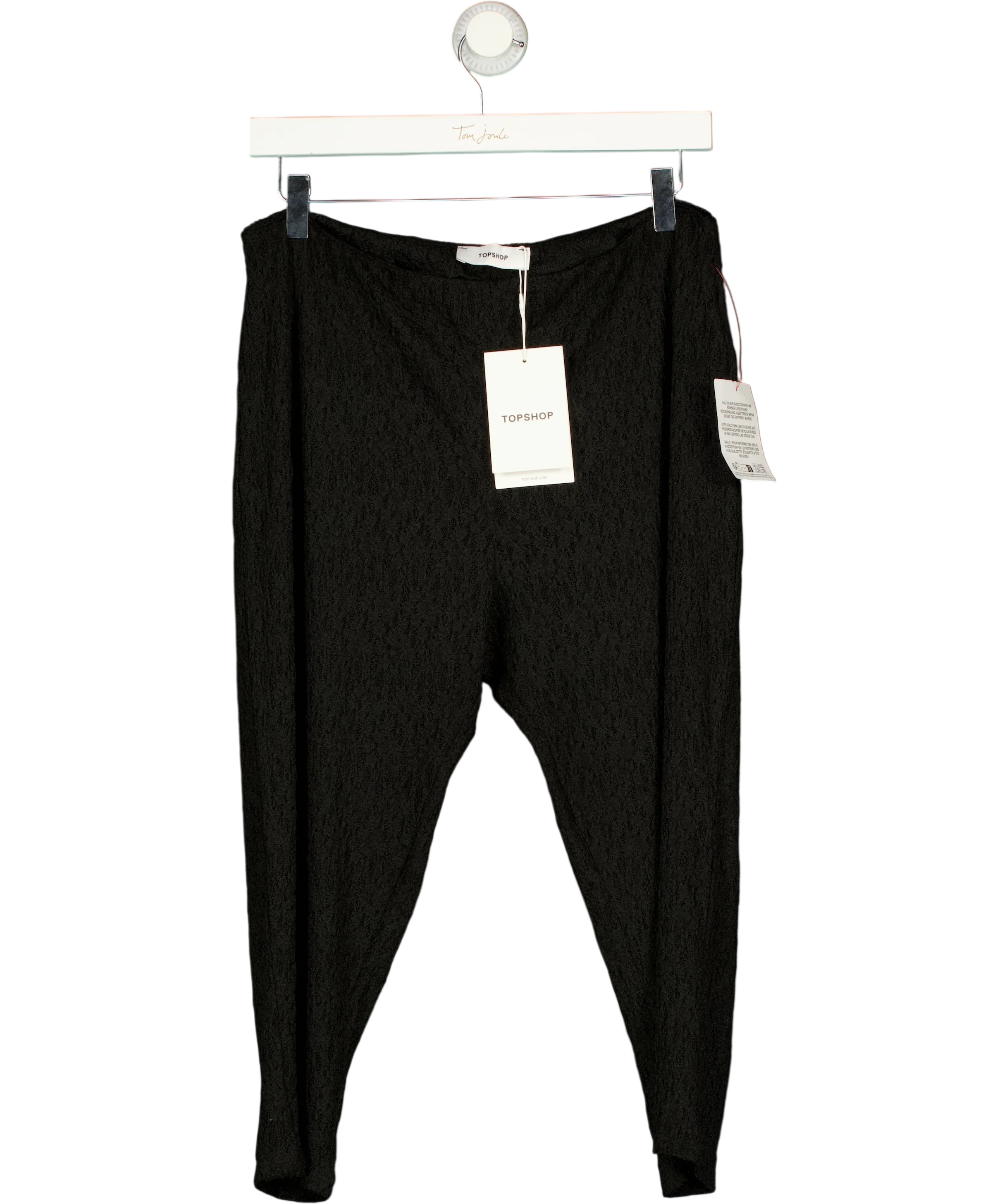 TOPSHOP Black black lace trousers, size UK 16 — front