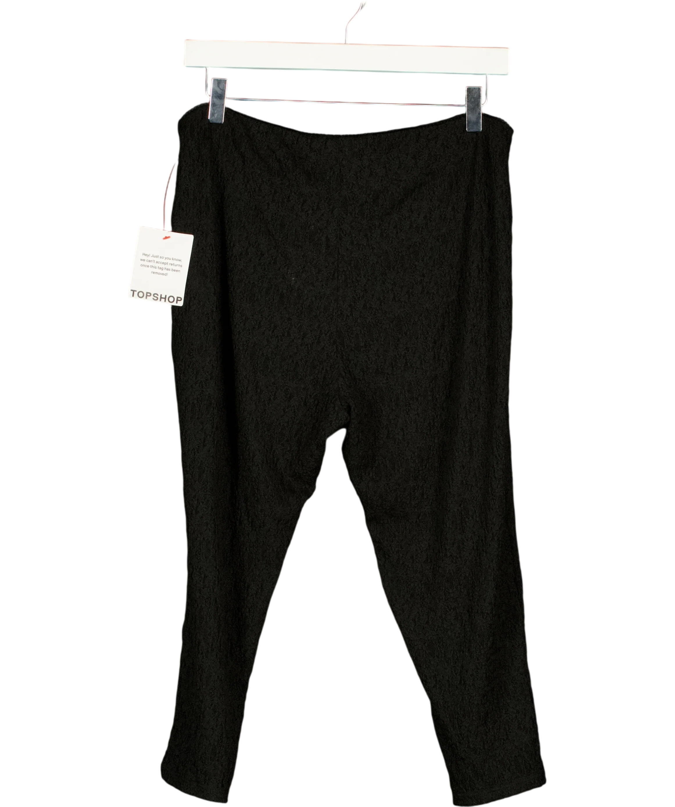 TOPSHOP Black black lace trousers, size UK 16 — back