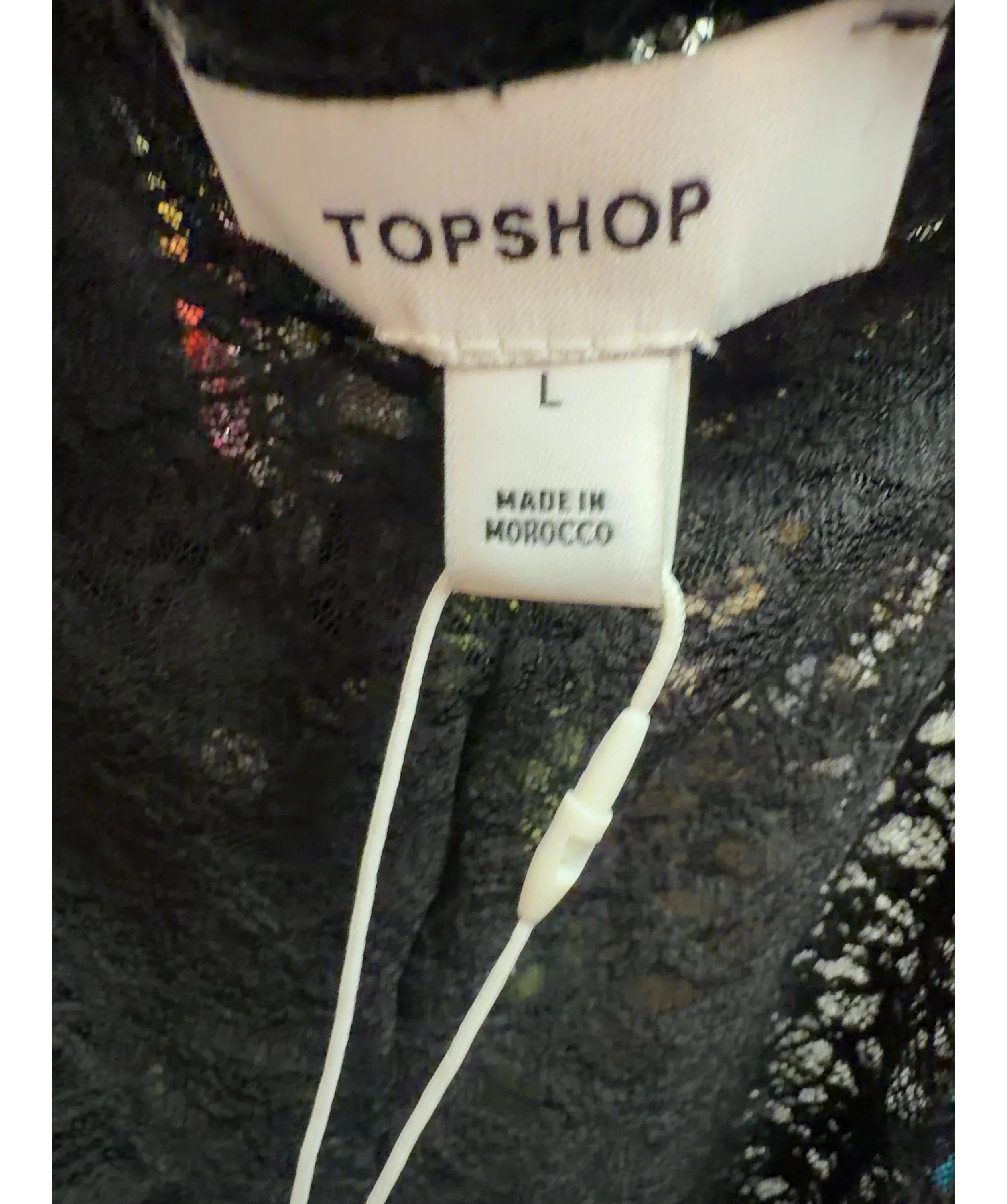 TOPSHOP Black Colour, size UK L — care label