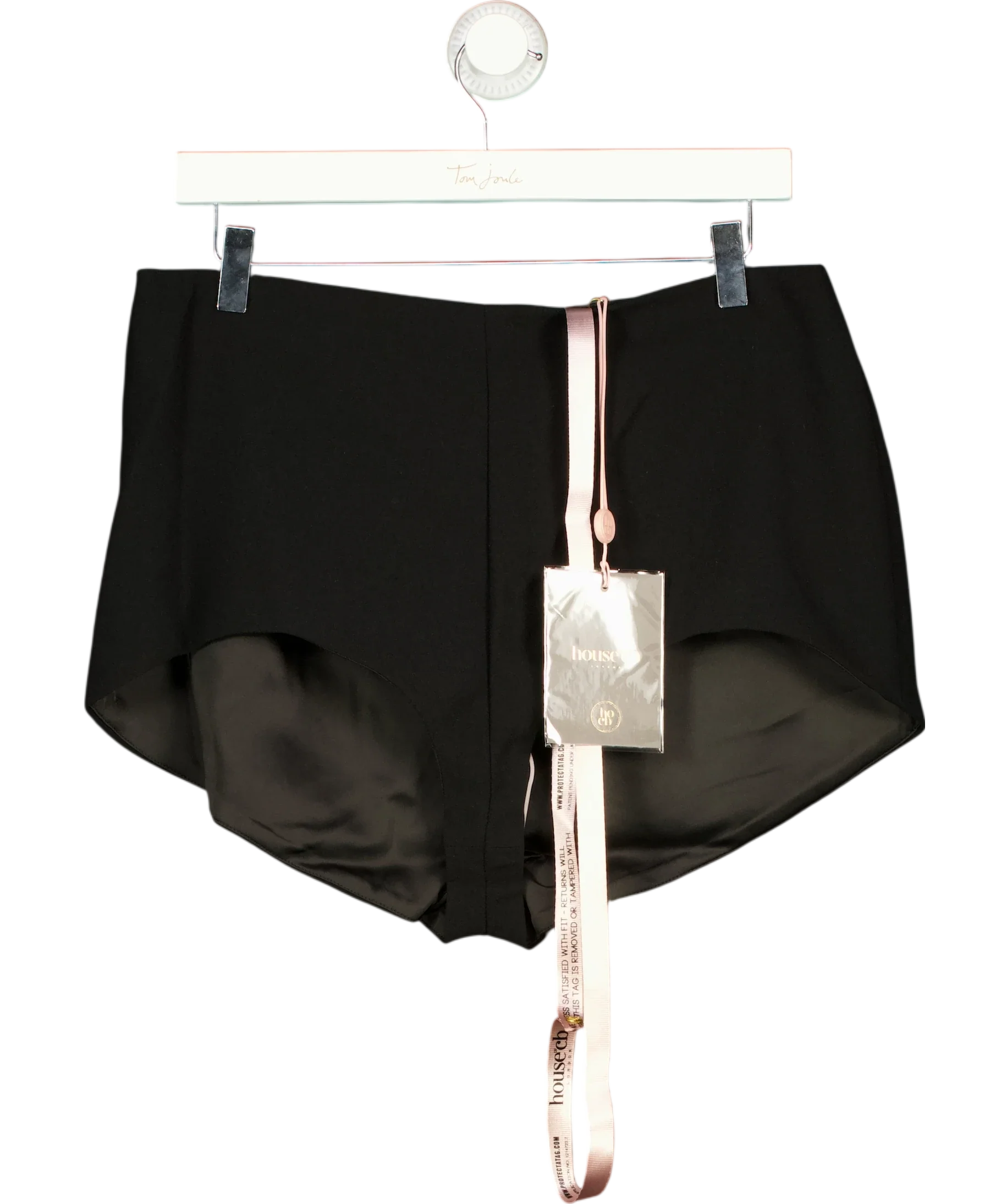 House of CB Black Tahni Black High Waisted Shorts, size UK L — front