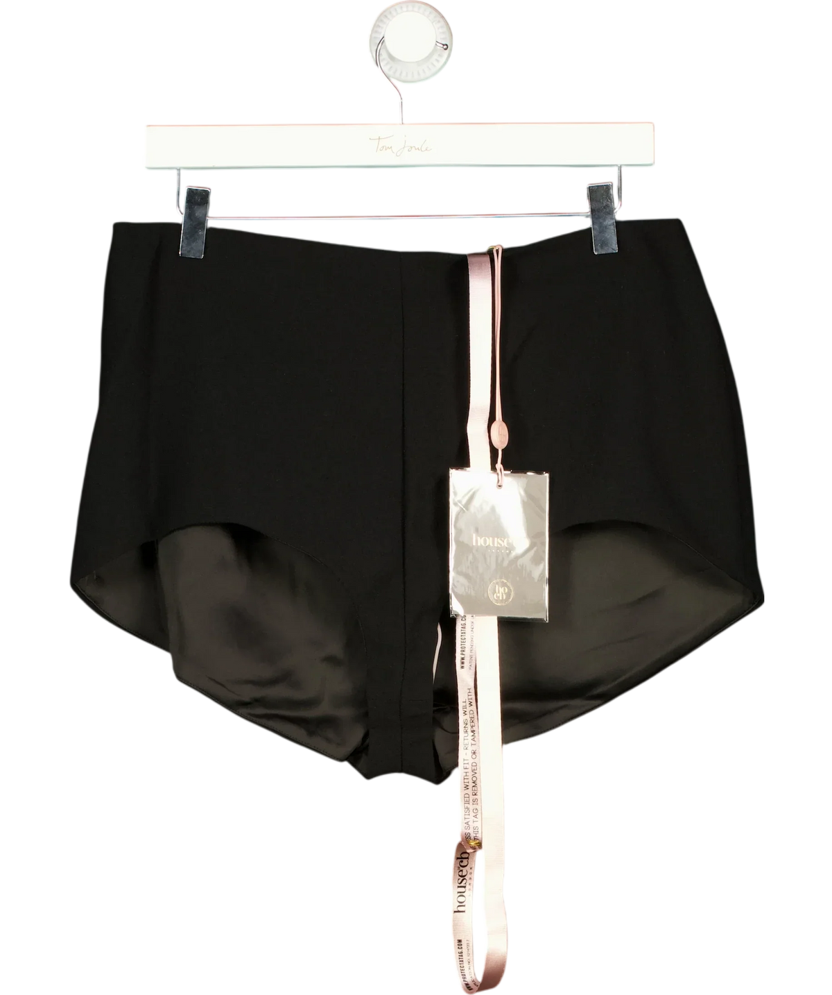 House of CB Black Tahni Black High Waisted Shorts, size UK L — front