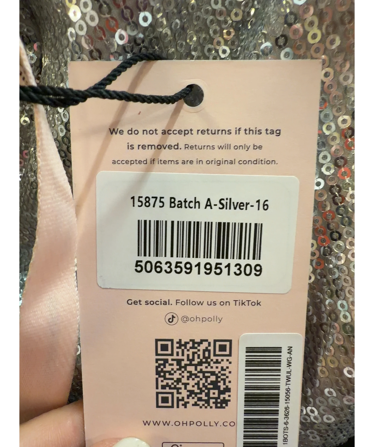 OH POLLY silver Colour, size UK 16 — label