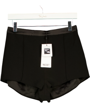 Nadine Merabi Black Satin Waistband Shorts UK 10