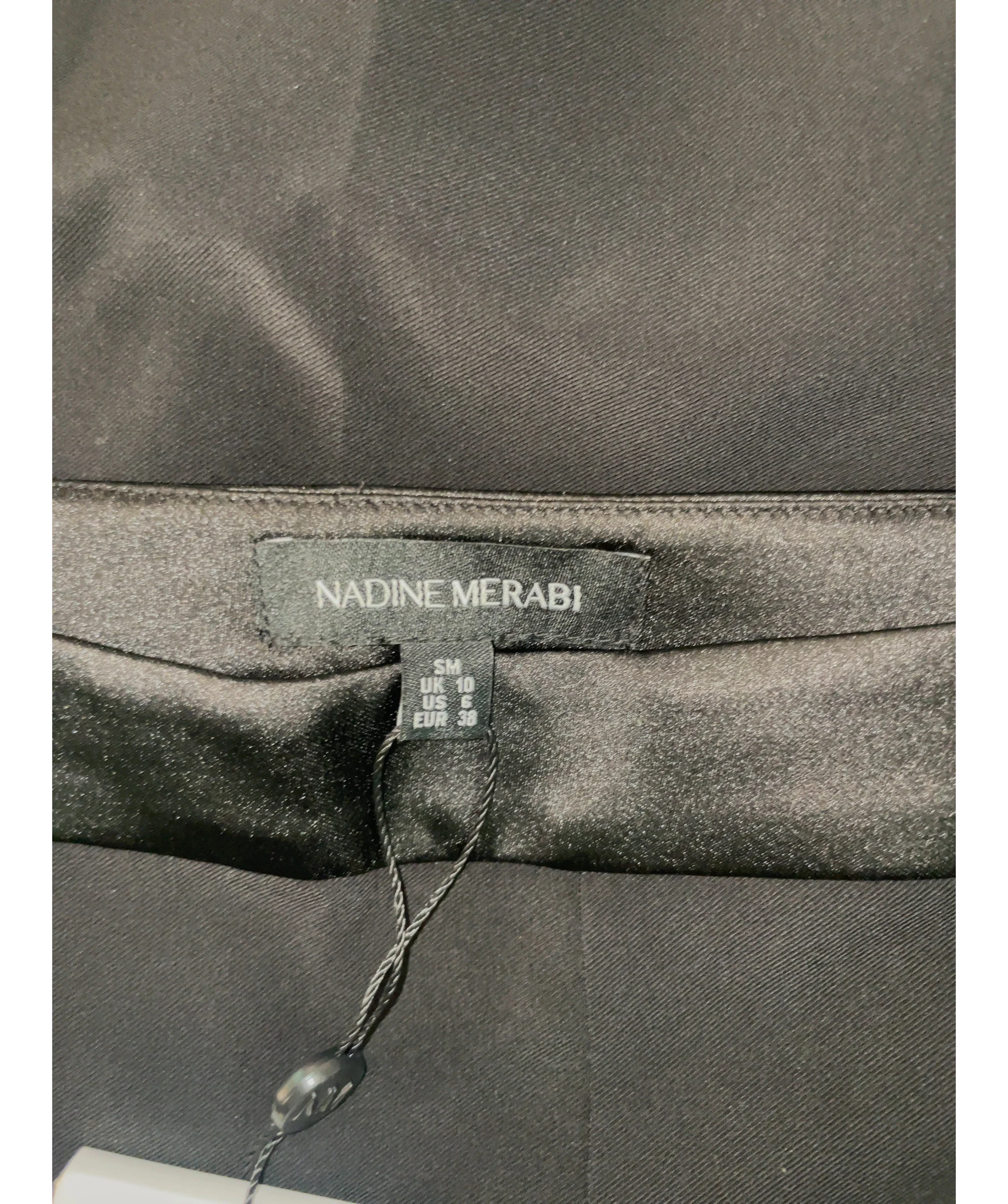 NADINE MERABI Black Charlotte Black Crepe Trousers, size UK 10 — detail