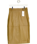 REISS Green Milly Leather Midi Skirt, size UK 8 — front