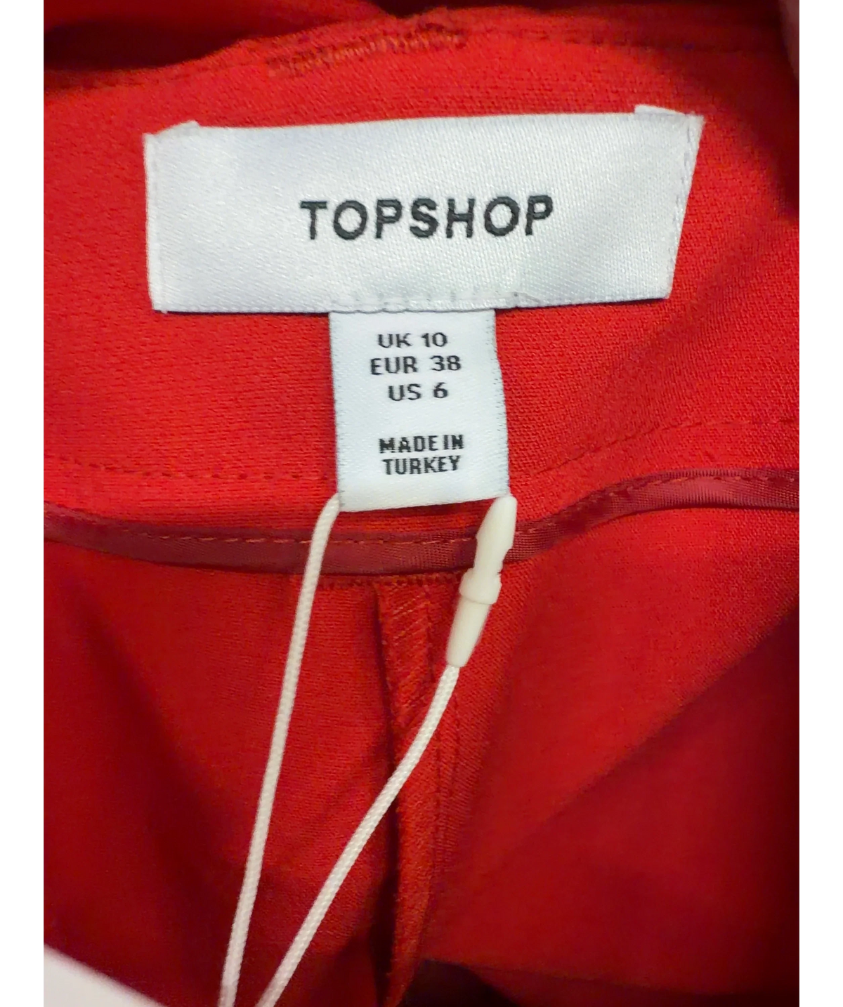 TOPSHOP Red Colour, size UK 10 — care label
