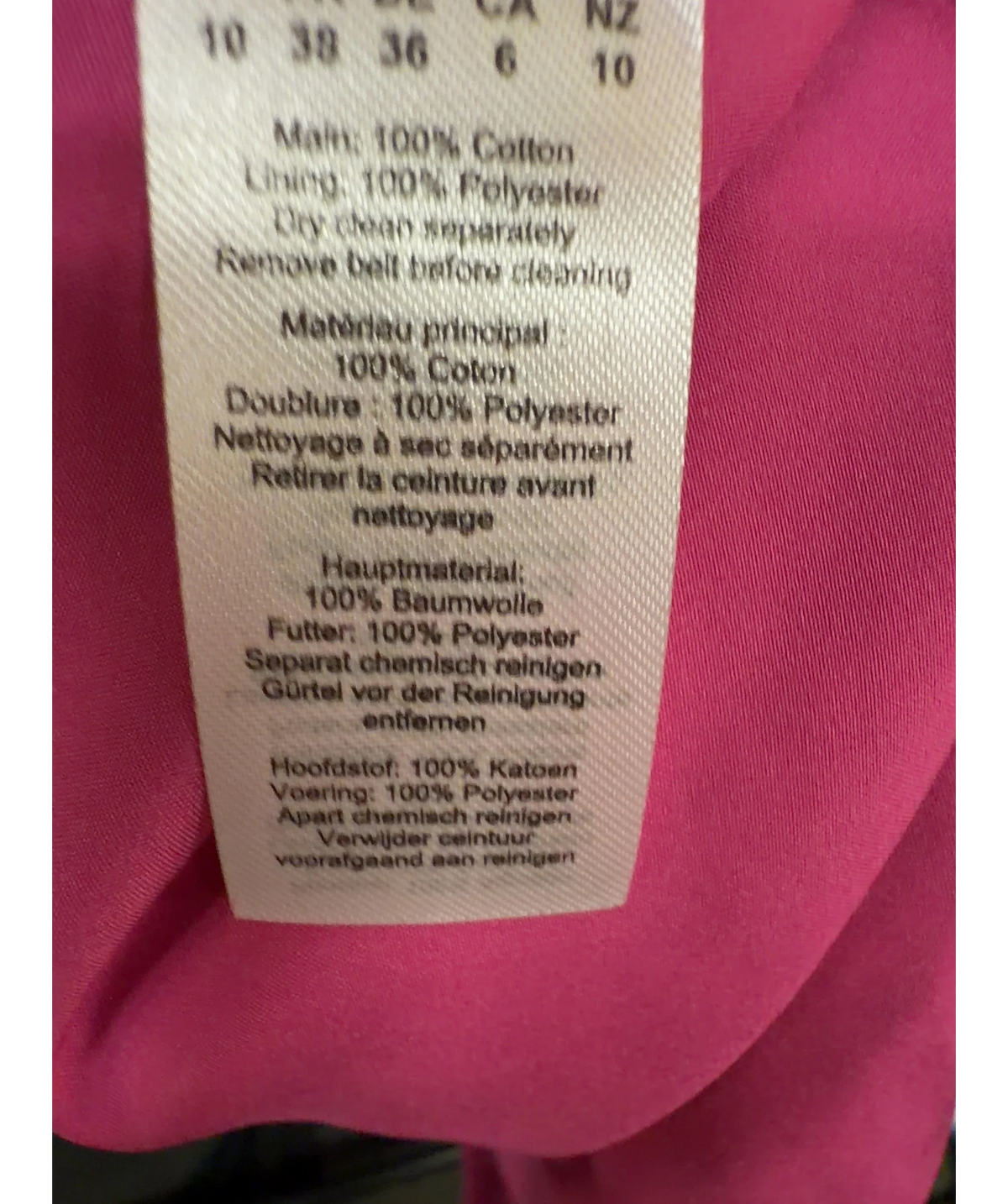 KAREN MILLEN Pink Colour, size UK 10 — label