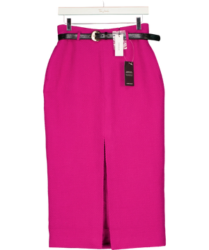 Karen Millen Pink And Black Belted Midi Skirt UK 10