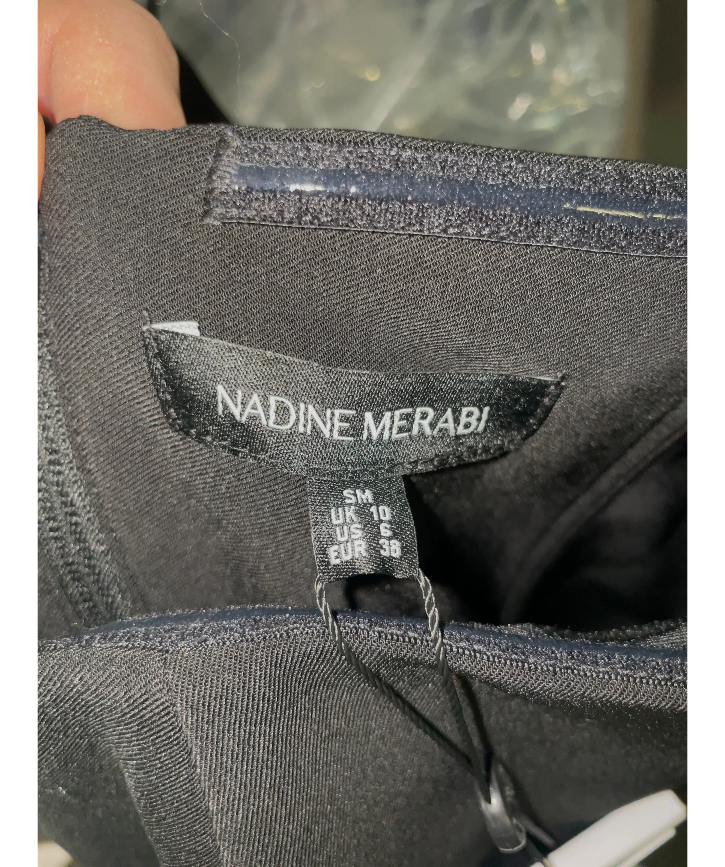 NADINE MERABI Black The Faye Black Top, size UK 10 — detail