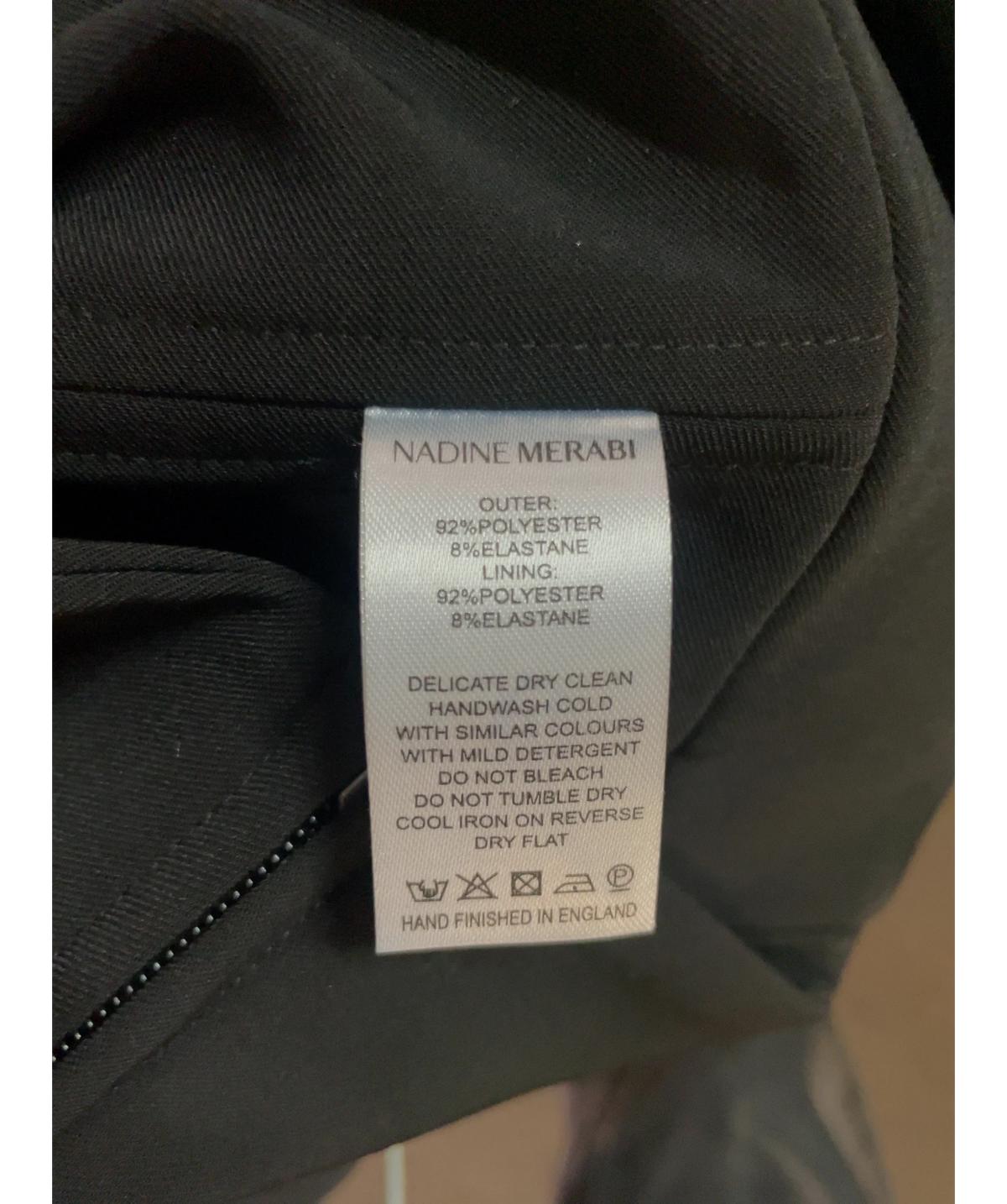 NADINE MERABI Black The Faye Black Top, size UK 10 — label