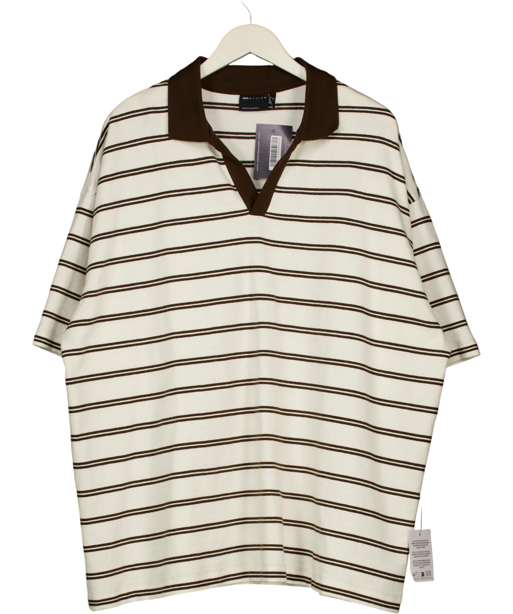 ASOS Cream heavyweight oversized polo, size UK XL — front