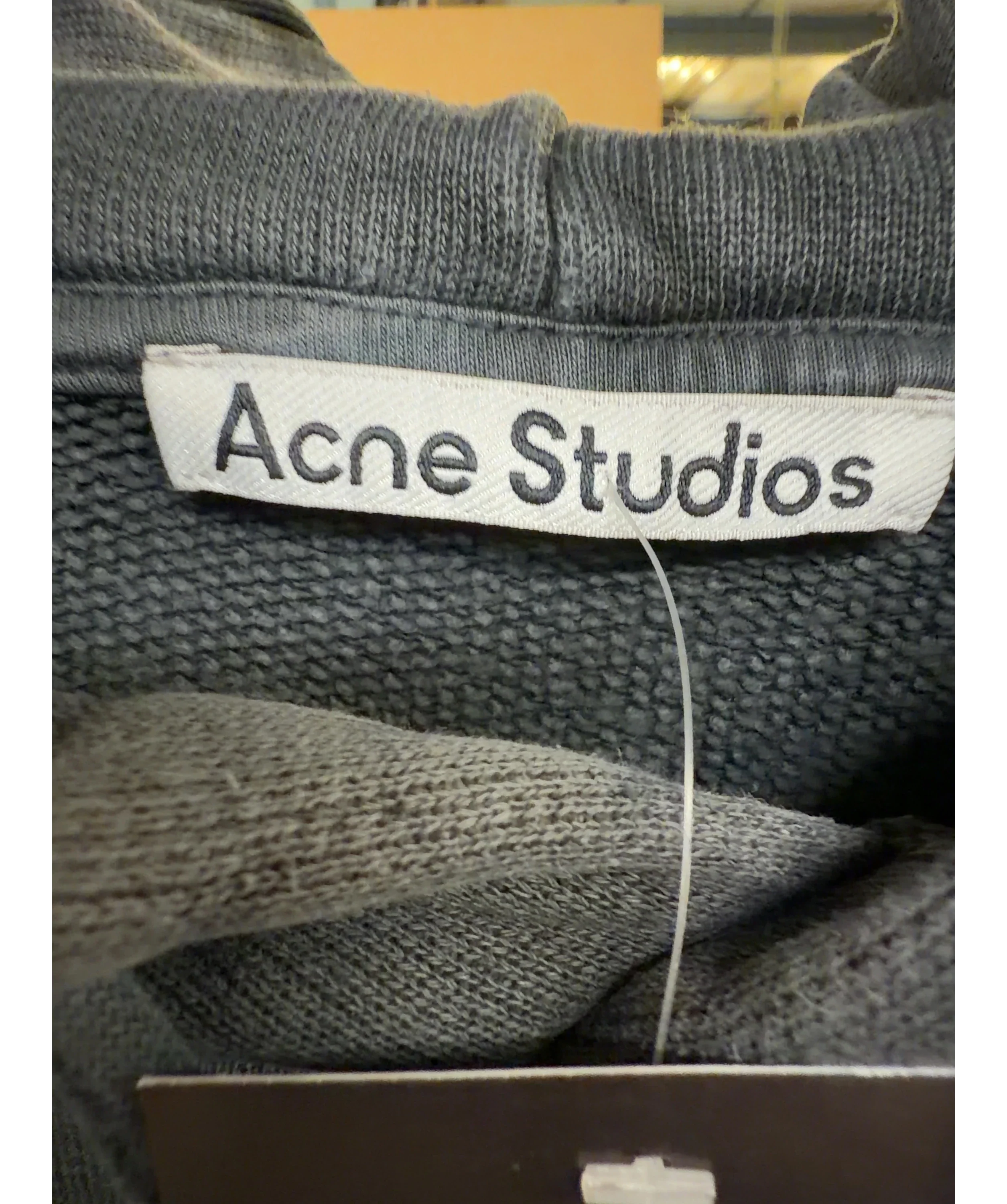 Acne Studios Grey Rubber Stamp Logo Hoodie, size UK XXL — detail