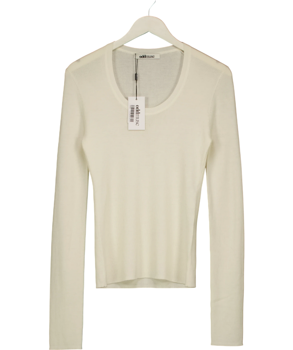 ODD MUSE Cream Merino Wool Top, size UK S — front