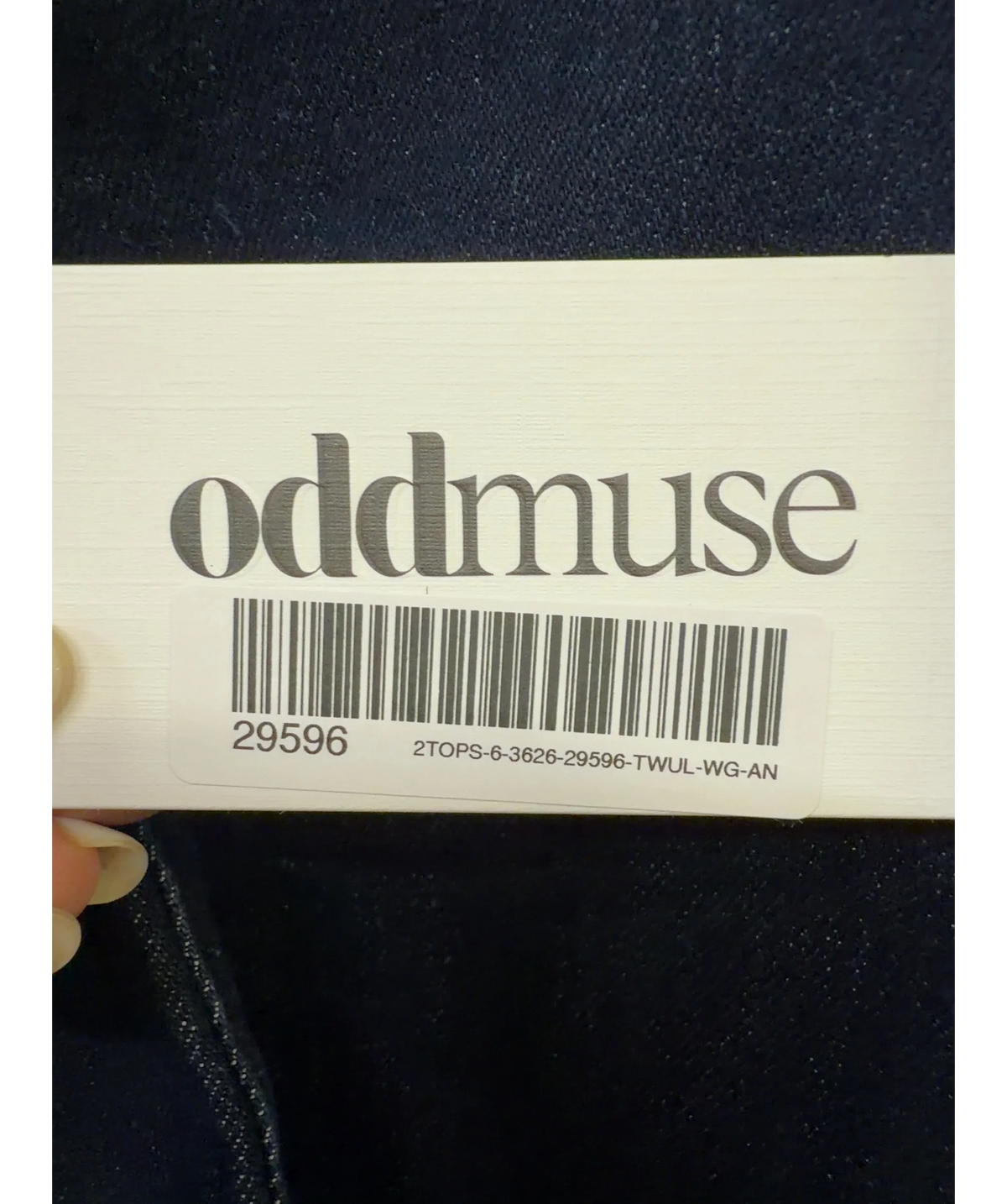ODD MUSE dark blue Denim Sleeveless Jacket, size UK S — detail