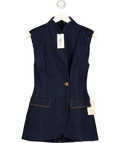ODD MUSE dark blue Denim Sleeveless Jacket, size UK S — front