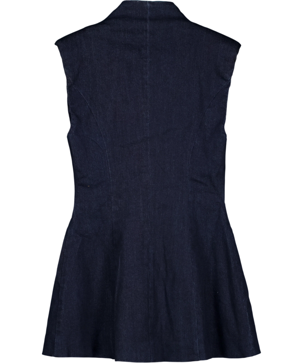 ODD MUSE dark blue Denim Sleeveless Jacket, size UK S — back
