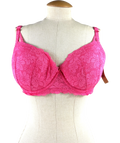 Pink Pink floral lace balcony push-up bra, size UK 36DD — front