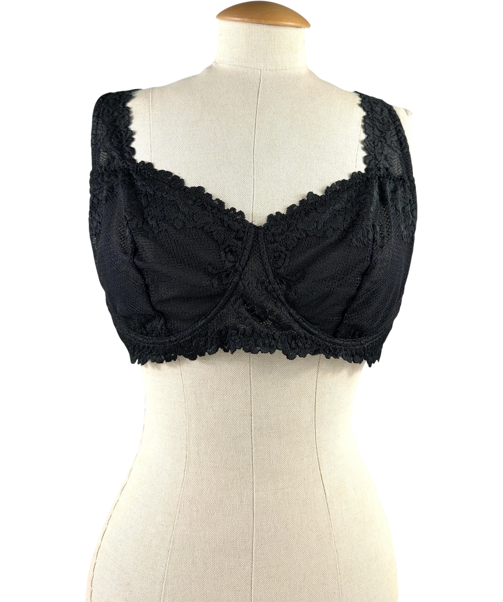 intimissimi Black Pretty Flowers Daniela Balconette Bra, size UK 38D — front