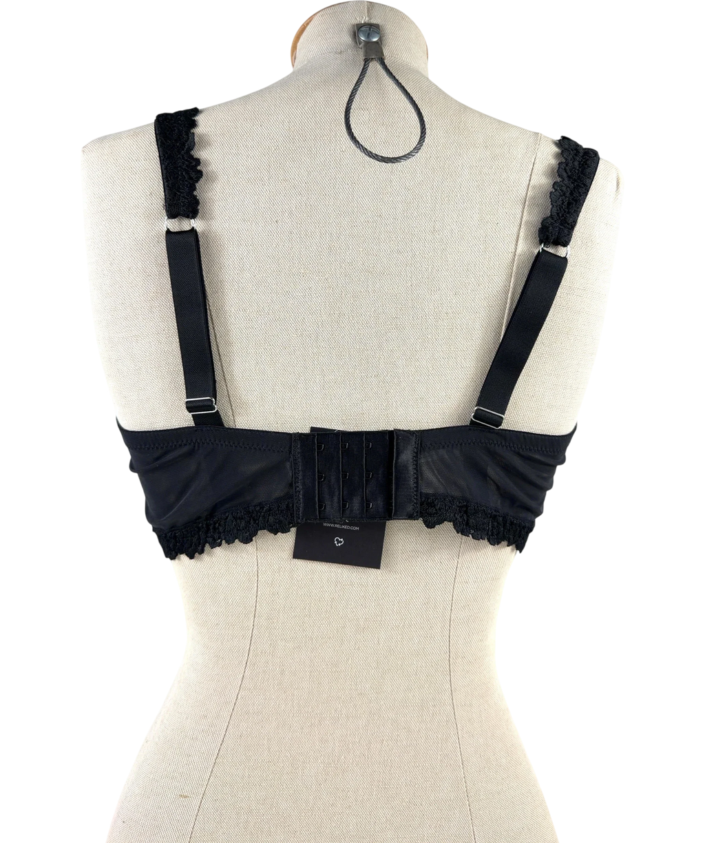 intimissimi Black Pretty Flowers Daniela Balconette Bra, size UK 38D — back