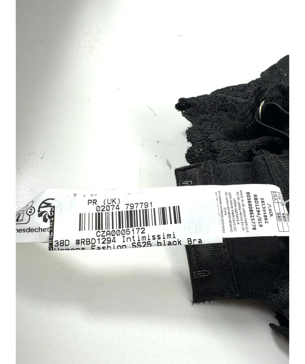 intimissimi Black Pretty Flowers Daniela Balconette Bra, size UK 38D — detail