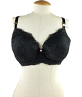 VICTORIA'S SECRET Black Black Lightly Lined Demi Lace Bra, size UK 36DD — front