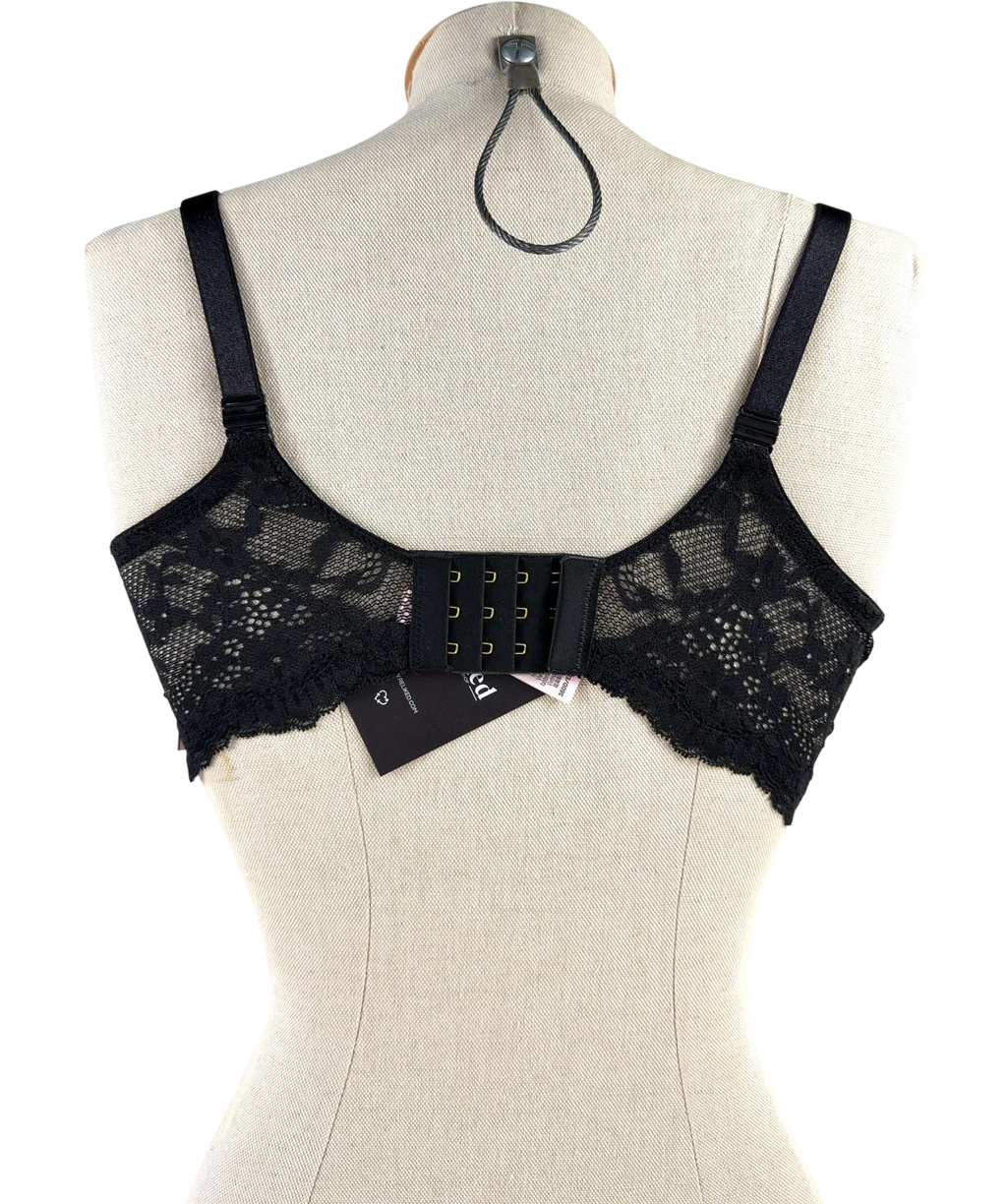 VICTORIA'S SECRET Black Black Lightly Lined Demi Lace Bra, size UK 36DD — back