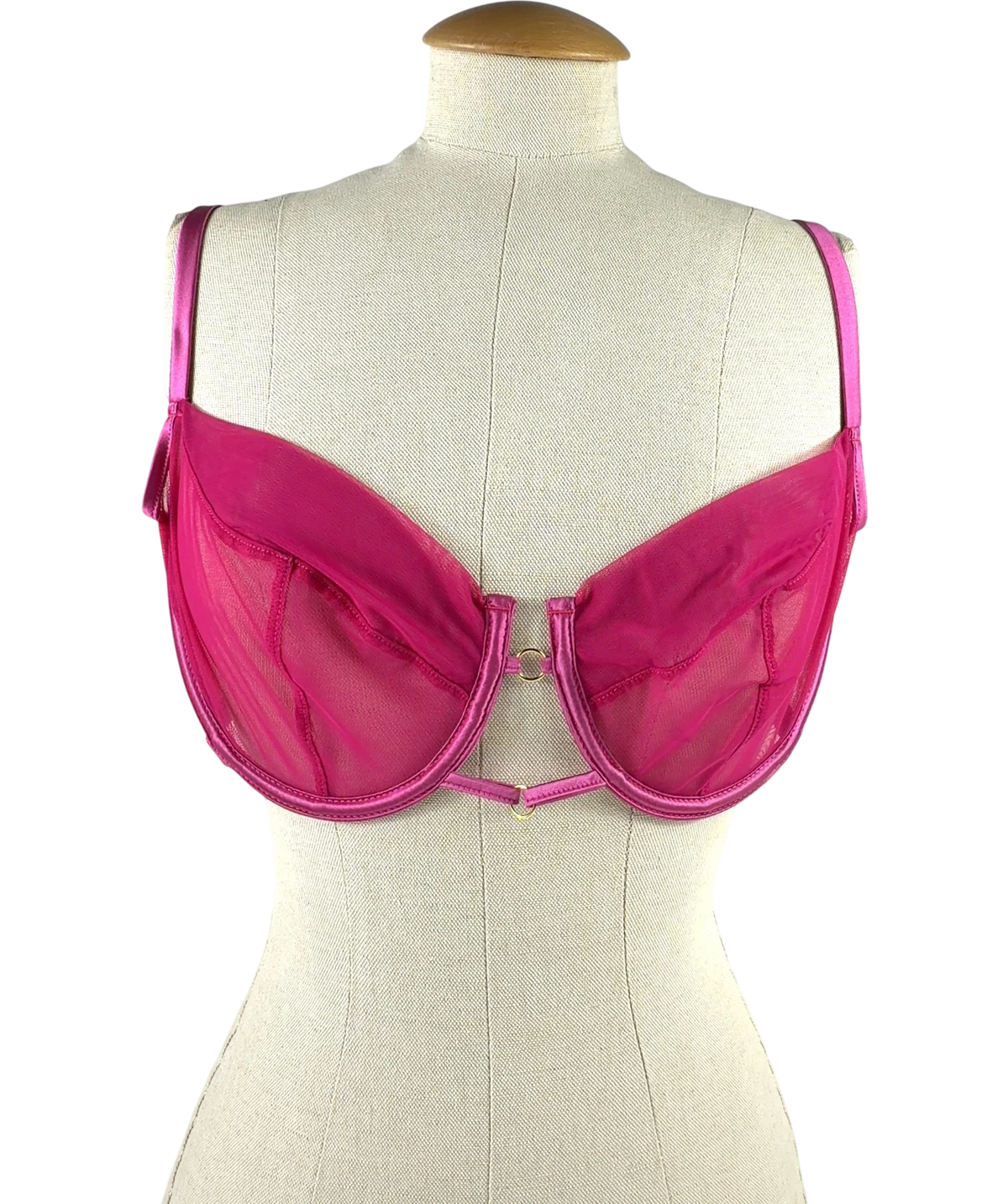 FLEUR OF ENGLAND Pink Lola Pink Demi Bra, size UK 36DD — front