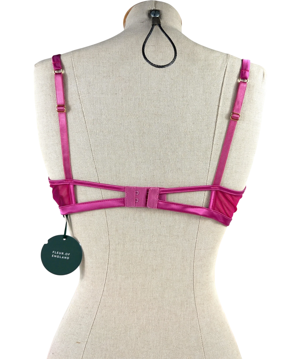 FLEUR OF ENGLAND Pink Lola Pink Demi Bra, size UK 36DD — back