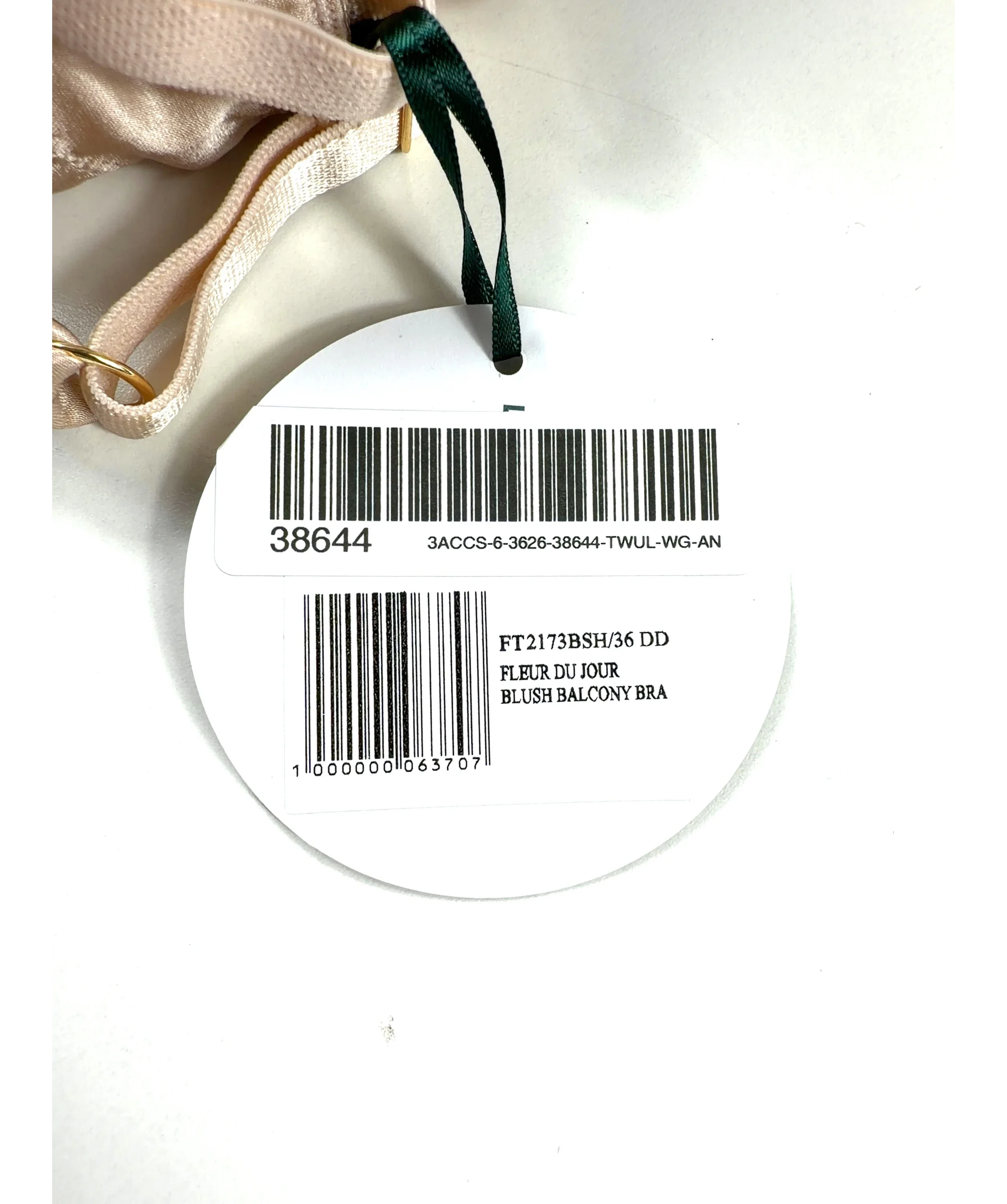 FLEUR OF ENGLAND Beige Fleur du Jour Balcony Bra Blush, size UK 36DD — label
