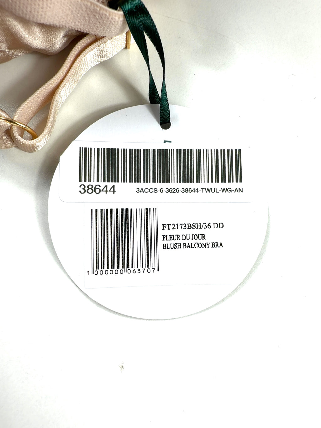 FLEUR OF ENGLAND Beige Fleur du Jour Balcony Bra Blush, size UK 36DD — care label