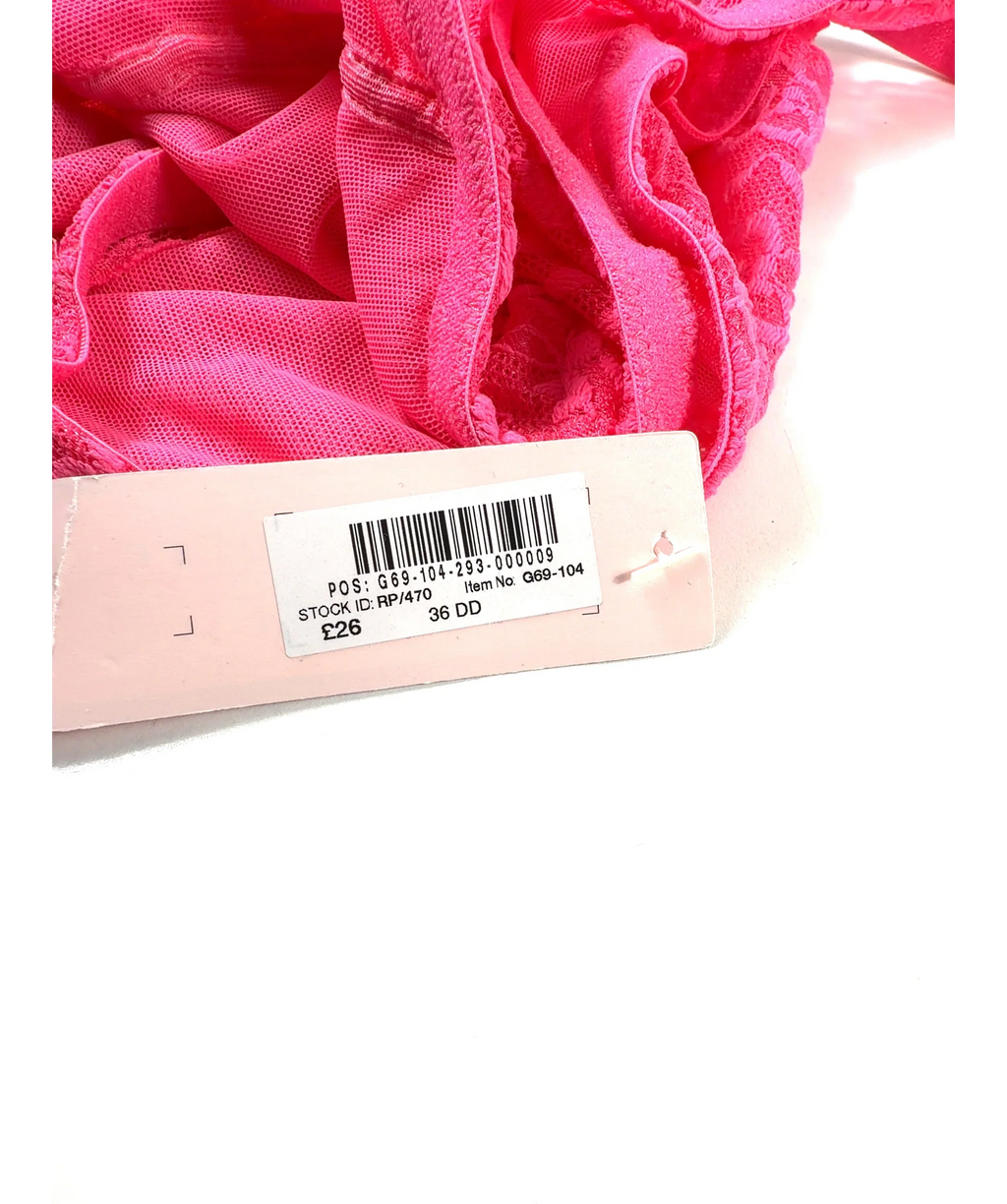 Victoria's Secret Pink Floral Lace Unlined Balcony Bra UK 36DD — Materials