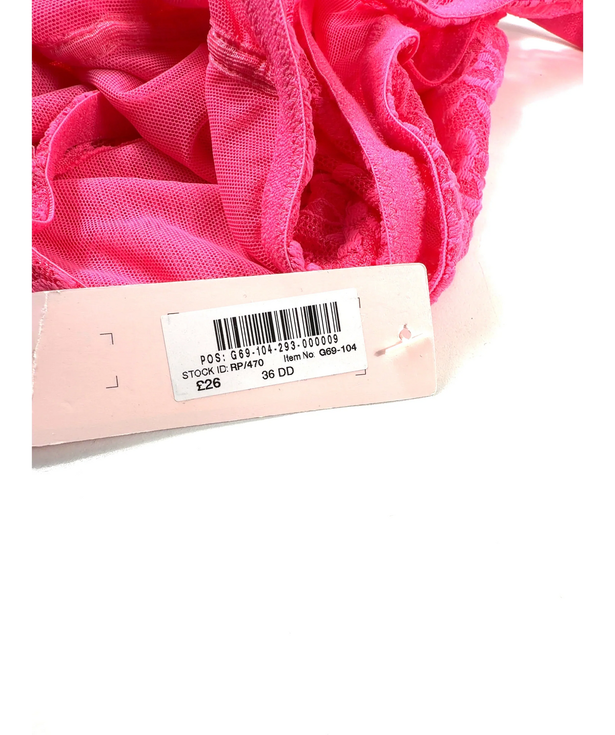 Victoria's Secret Pink Floral Lace Unlined Balcony Bra UK 36DD — Materials