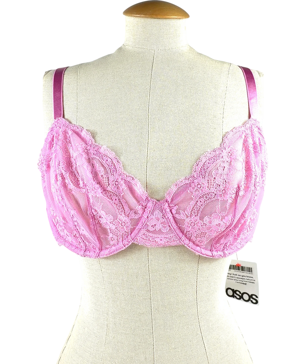 ASOS Pink Fuller Bust Lola Lace Underwired Bra, size UK 36DD — front